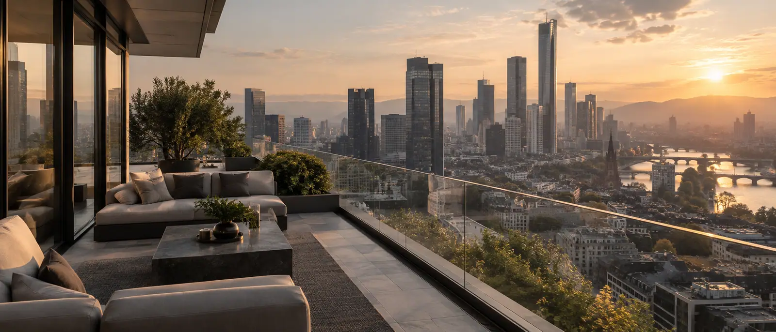 Illustrative city business district skyline